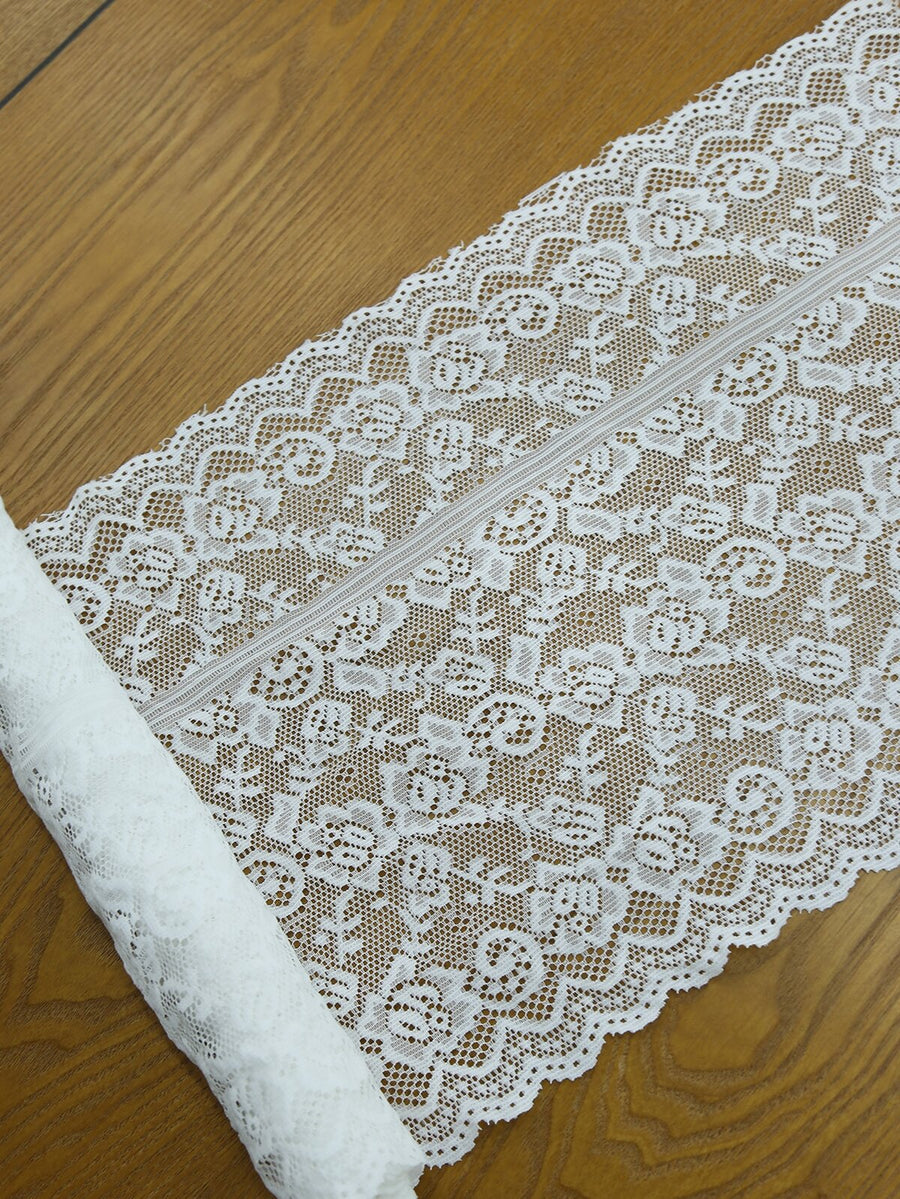 1pc Flower Embroidery White Lace Table Runner,Romantic Polyester Washable Kitchen Table Runner